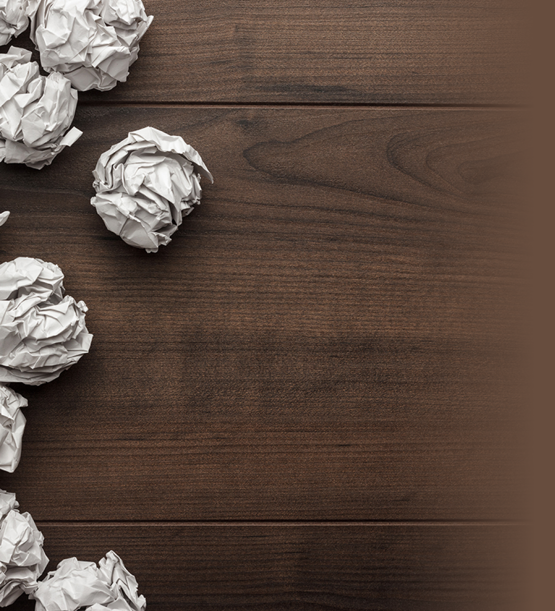 crumpled paper brainstorming in the office concept