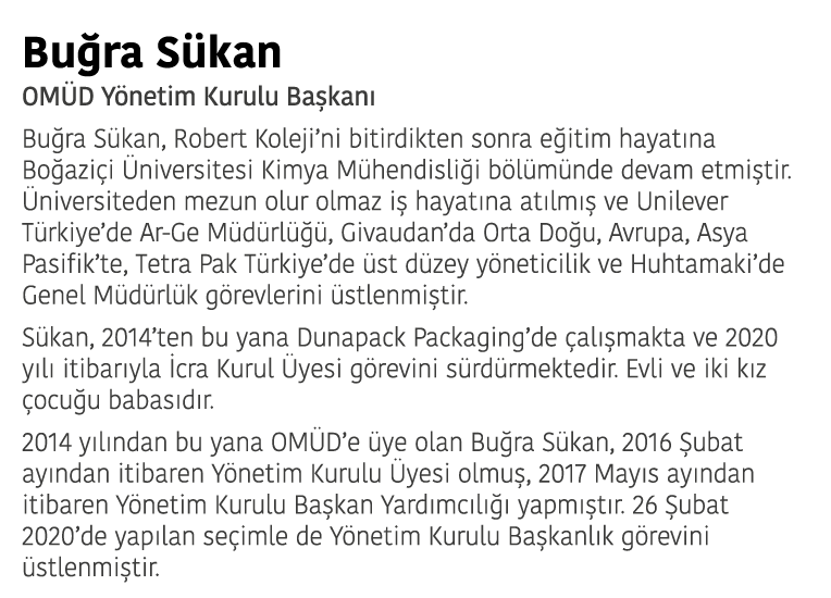 Buğra Sükan OMÜD Yönetim Kurulu Başkanı Buğra Sükan, Robert Koleji ni bitirdikten sonra eğitim hayatına Boğaziçi Üniv   